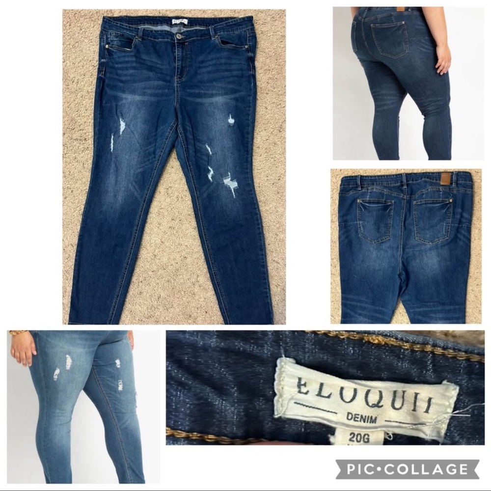 Eloquii Women's Dark Blue Skinny Jeans